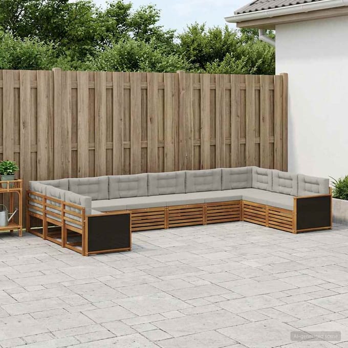 vidaXL - Sofa-Sets - 10 - st - Massief - Acacia - Hout
