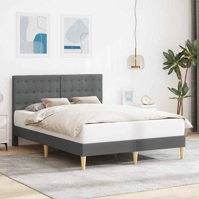 vidaXL - Bedframe - met - hoofdeinde - Donkergrijs - 120 - x - 200 - cm - Stof