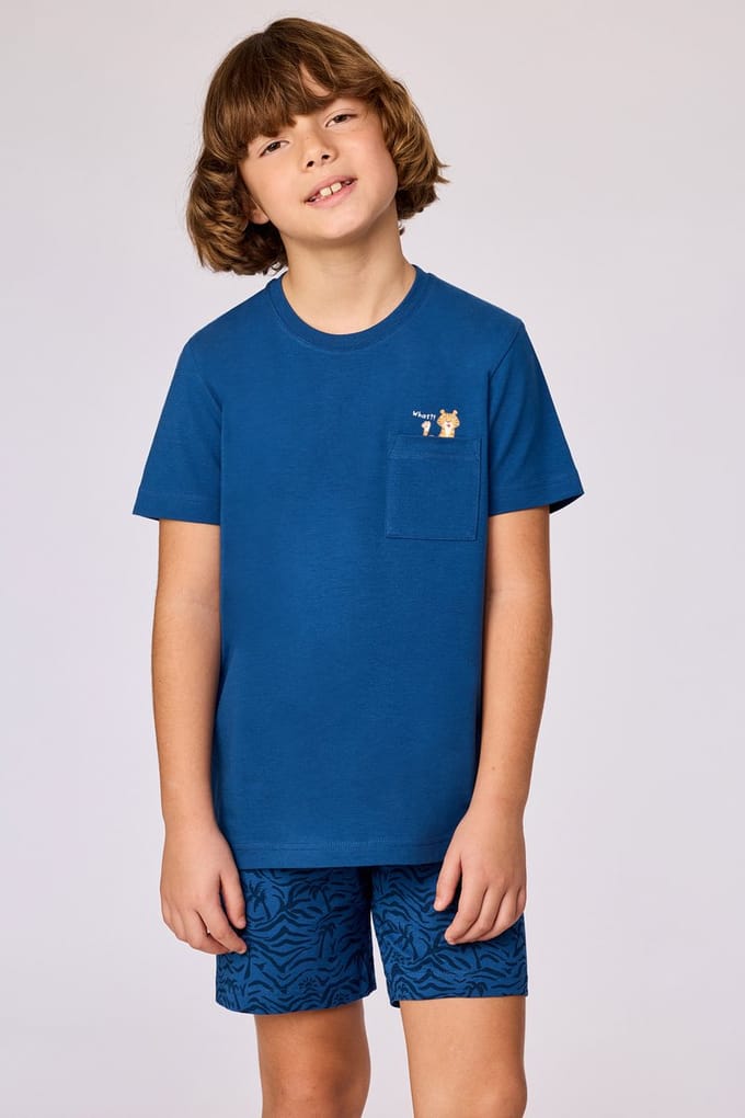 Woody pyjama jongens - blauw - 261-10-QRS-Z/887 - maat 164