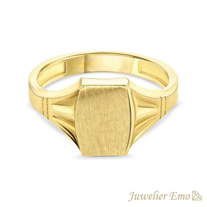 Juwelier Emo - 14 Karaat Gouden Kinderring jongens - KIDS - MATTE LOOK - MAAT 12.50