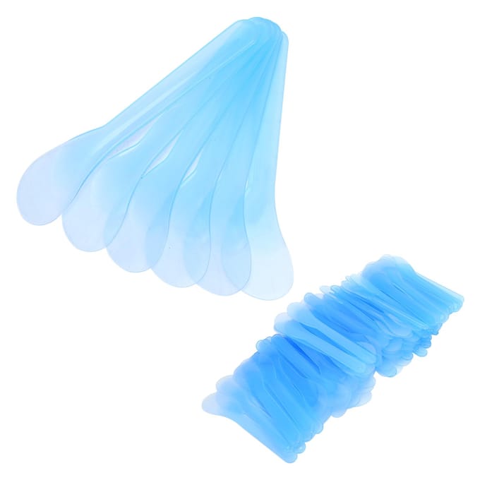 100 stuks Cosmetische Spatel Plastic Wegwerp Ontharingscrème Tattoo Herstelcrème Spatel Blauw white