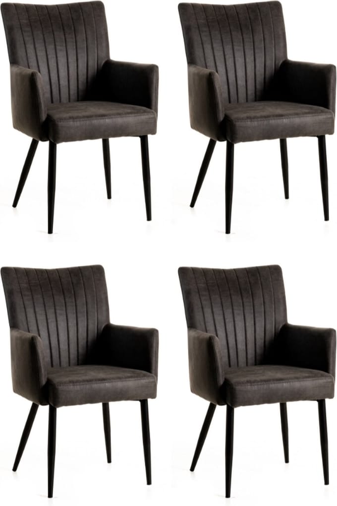 WAYS. – Sfeervolle Kunstleren eetkamerstoelen – Mouse – Houten poten – Klassiek design – 4 stuks