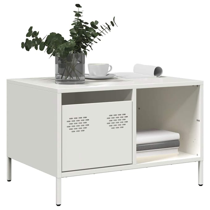 vidaXL - Salontafel - 68,5x50x43,5 - cm - koudgewalst - staal - wit