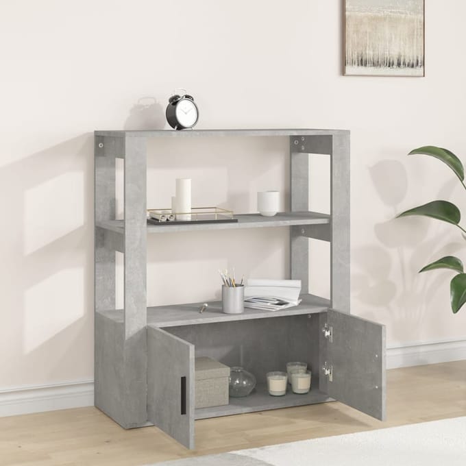 vidaXL - Dressoir - 80x30x90 - cm - bewerkt - hout - betongrijs