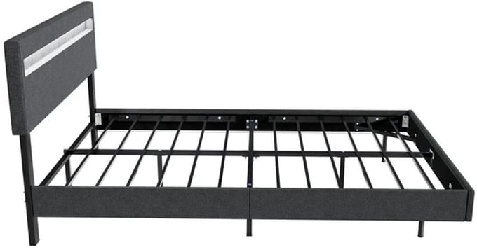 Zwevend bed Lissabon - 140x200cm - Kunstleer - Incl. LED - Donkergrijs