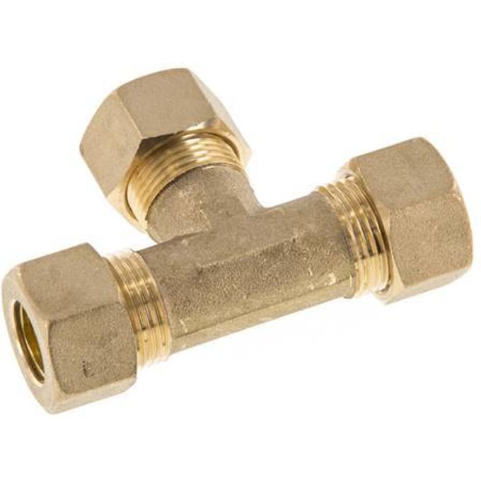 14mm Messing T-stuk Knelfitting 89 Bar DIN EN 1254-2 - FL3T-O-B-14