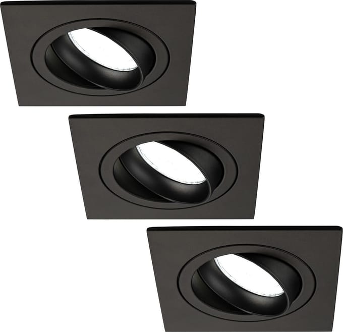 Ledvion - 3X LED Inbouwspot Sevilla - Dimbaar - 3W - 6500K - Ø92 mm - Zwart