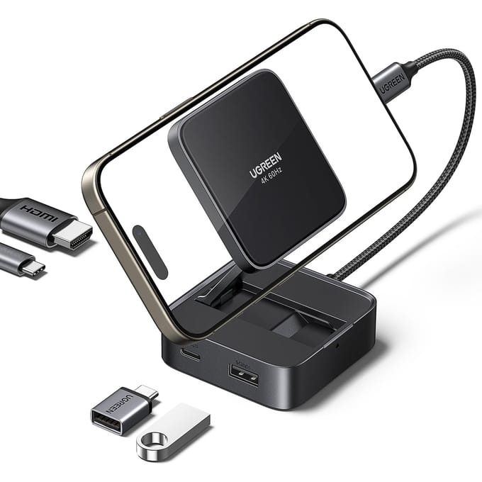 UGREEN USB C Magnetische naar HDMI Opvouwbare Draagbare USB C Hub met 100W PD 5Gbps Data Compatibel met iPhone Galaxy iPad en Directe Smartphone Uitbreiding