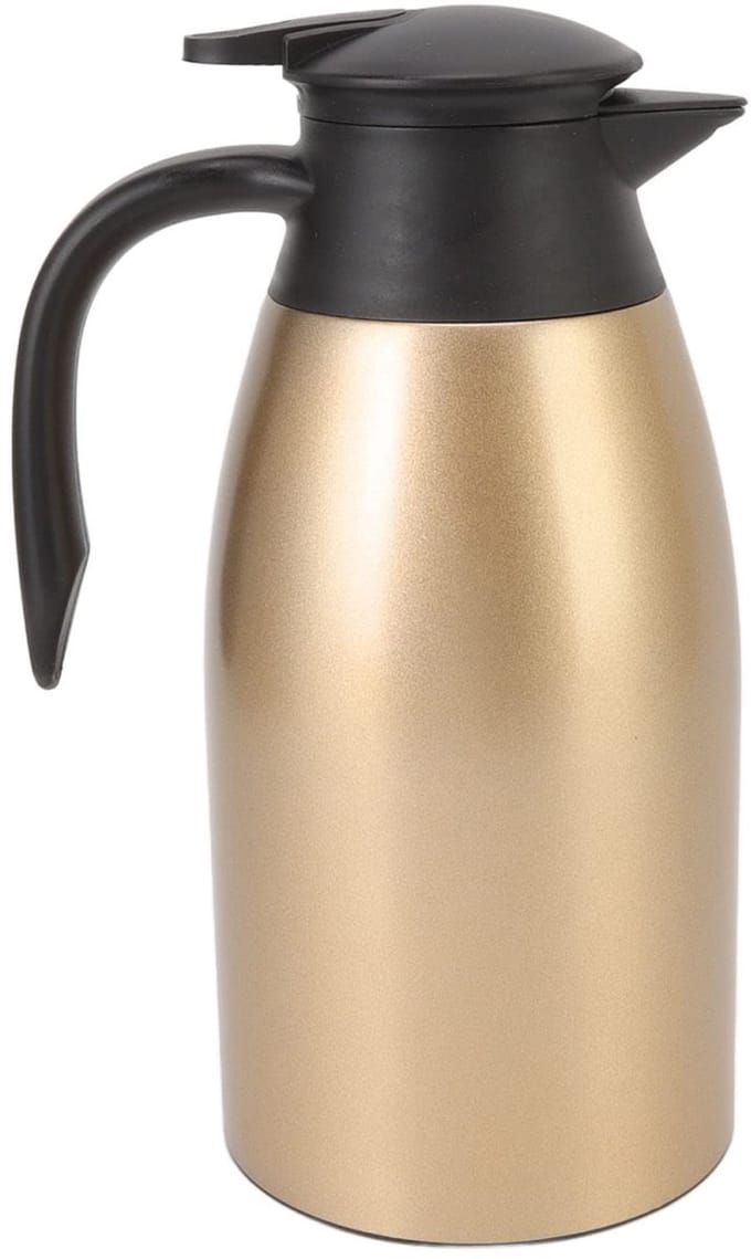 Tomotato 2L Thermoskan - RVS Isolerende Koffiepot - Vacuum Koffiedispenser - Goud