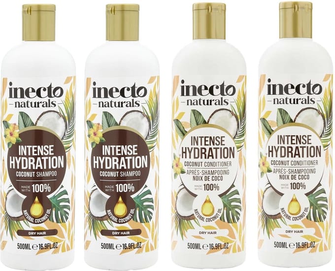 INECTO - 2 x Coconut Shampoo + 2 x Coconut Conditioner - 4 x 500ml - 4 Pak