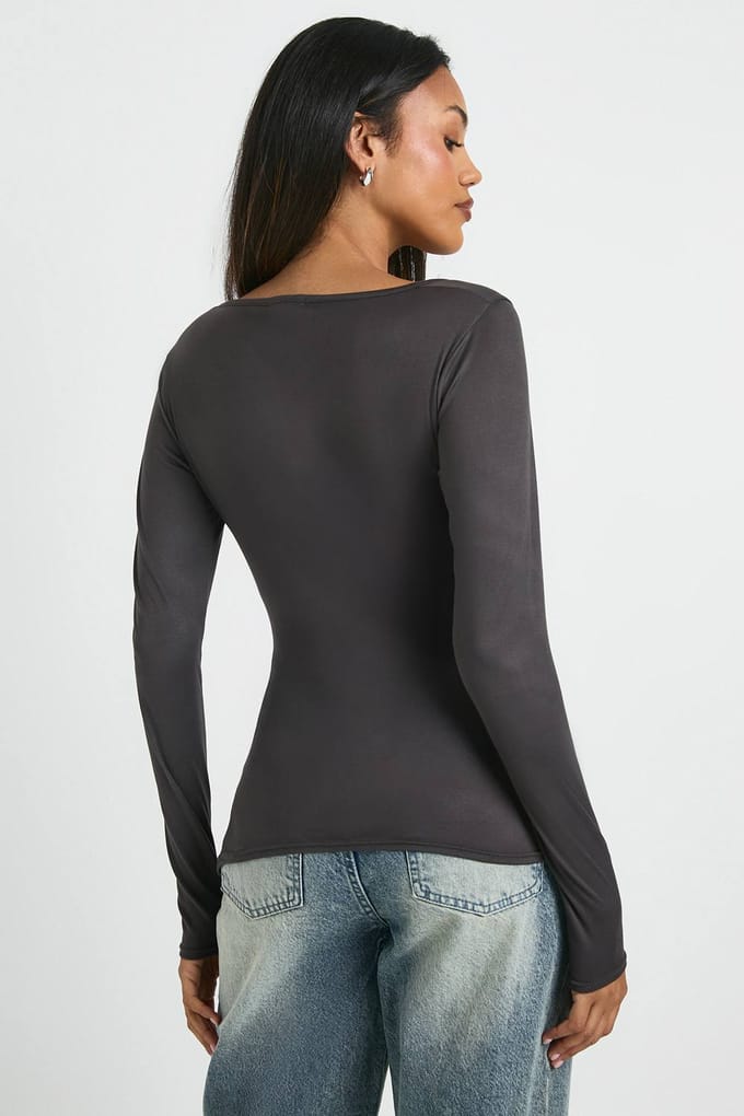 boohoo Dames ZWANGERSCHAP SUPERZACHTE WIKKELTOP | Charcoal | Maat: 12