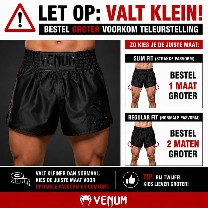 Venum Classic Muay Thai Kickboks Short Zwart Zwart - L