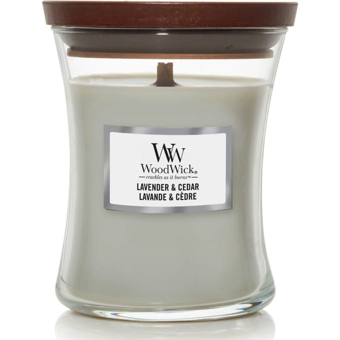 WoodWick Hourglass Medium Geurkaars - Lavender & Cedar - 60 branduren