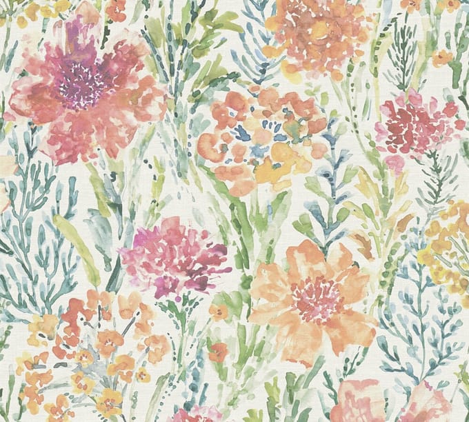 BLOESEM WEIDE BEHANG | Floraal - Meerkleurig Wit Rood - A.S. Création Aquarell Dreams