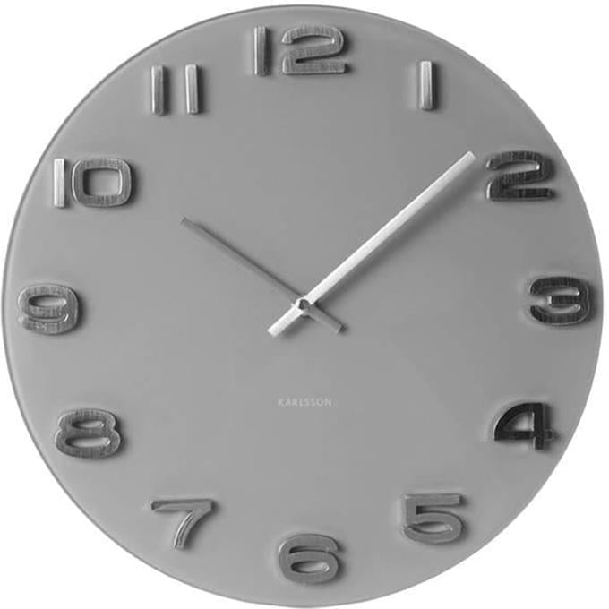 Karlsson Wandklok Vintage - Grijs rond glas - Ø35cm - Scandinavisch