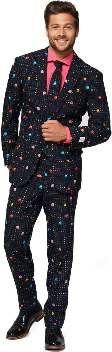 OppoSuits PAC-MAN - Mannen Kostuum - Pak - Carnavalskleding - Zwart - Maat 54