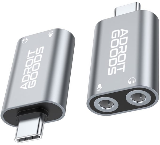 AdroitGoods USB-C naar Dubbele 3.5mm Hoofdtelefoon Splitter - Splitter voor Type-C Devices - Grijs