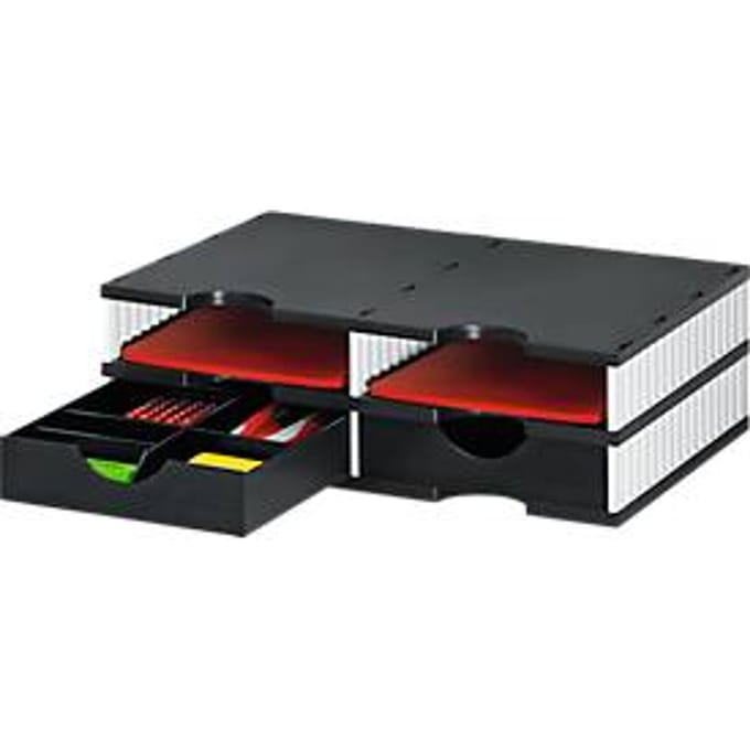 Sorteerstation set Styro styrodoc Trio, 4 vakken, wit-zwart/zwart