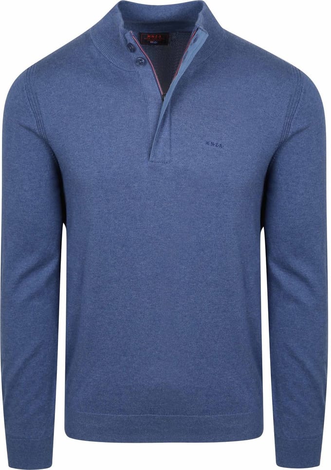 NZA Half Zip Trui Akar Melange Spring Blue - Maat M - Heren - Quarter zip