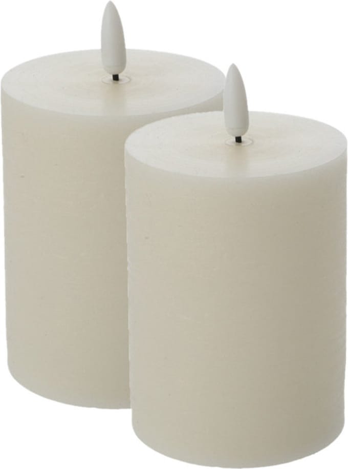 Cepewa LED kaars - 2x - creme wit - D7,5 x H10 cm -met timer