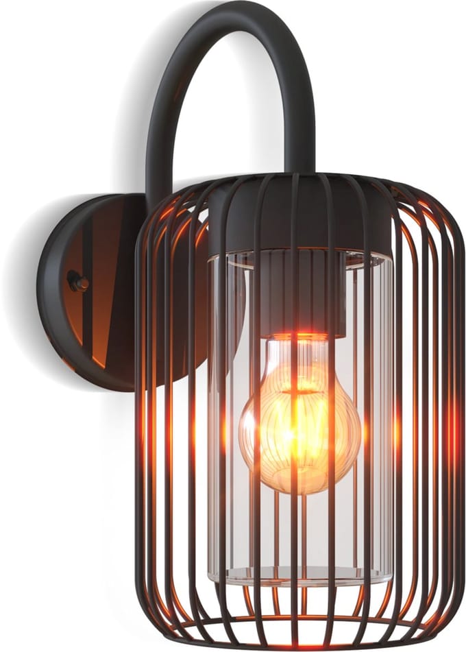Calex LED Wandlamp Rome - E27 – IP44 Spatwaterdicht – Zwart – Aluminium – Industrieel – Modern