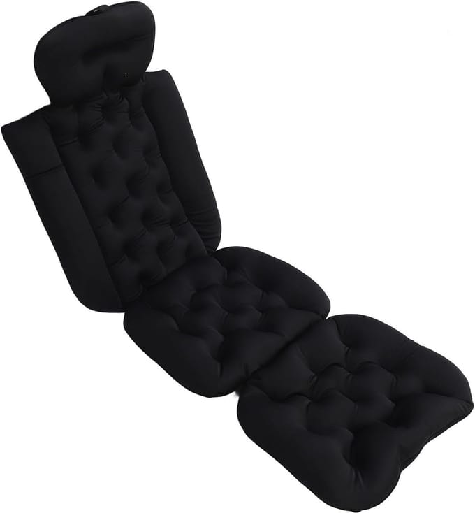 Badkussen Lichaam - Ontspanningskussen Bad - Luxe Badervaring - Antislip Basis - 132 cm Lengte - Zwart