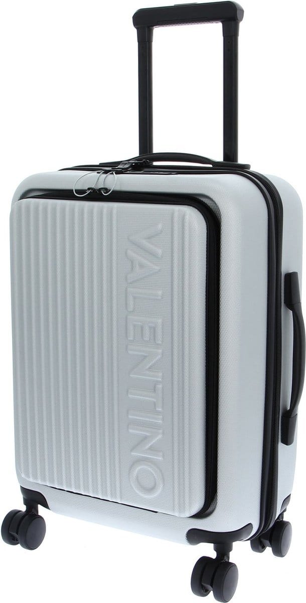 VALENTINO Trolley Explorer Carry On Suitcase Silver Zilverkleurig 53cm