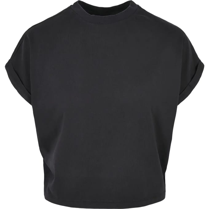 Urban Classics - Short Pigment Dye Cut On Sleeve Dames T-shirt - XL - Zwart