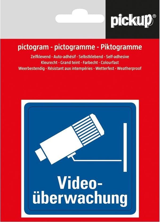 Pickup pictogram Aufkleber 7,5x7,5 cm Videoüberwachung