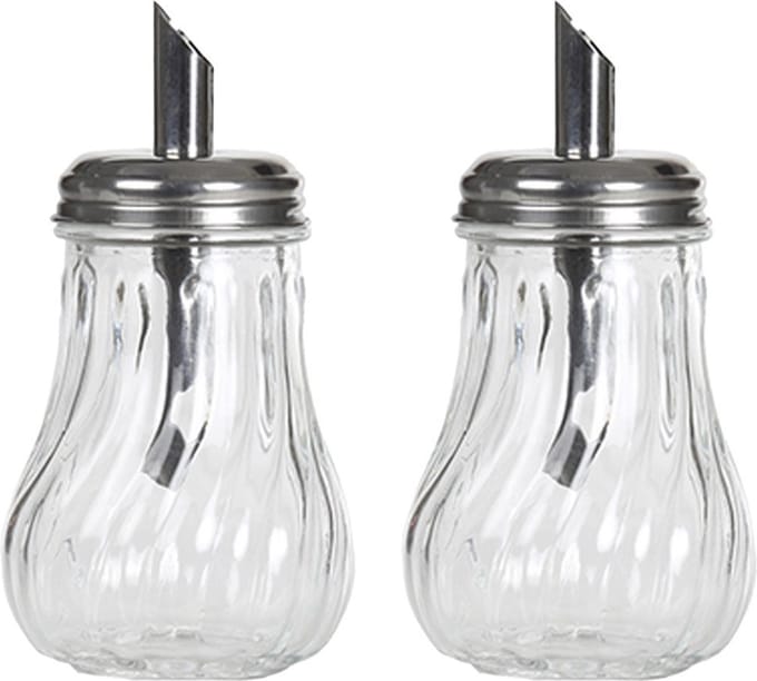 Alessandro Suikerpot - 2x - glas/rvs metaal - transparant/zilver - 7 x 14 cm - luxe uitvoering