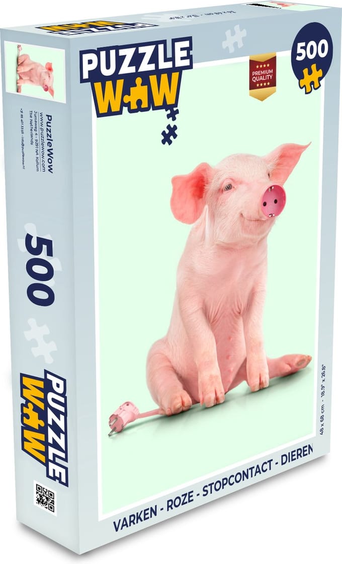 Puzzel Varken - Roze - Stopcontact - Dieren - Legpuzzel - Puzzel 500 stukjes