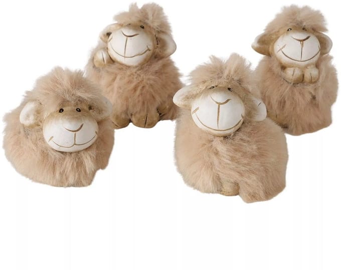 BOLTZE HOME - Mini schaapjes beeldjes - 5 x 5 cm - set van 4