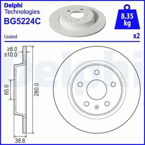 Remschijf DELPHI BG5224C, 2 stuk