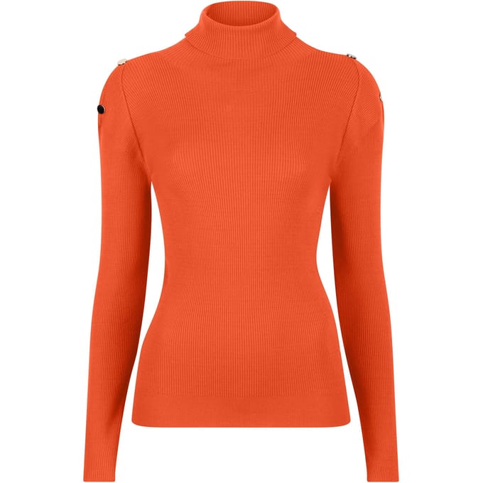 EsQualo Top Rib Slv/lss Buttons Col Orange Taglia: S | Maglioni a maglia Outlet | Donna | Arancione