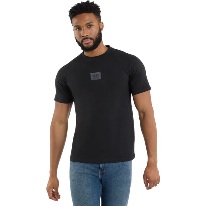 Umbro Heren Gelaagd Box Logo T-Shirt (Zwart)