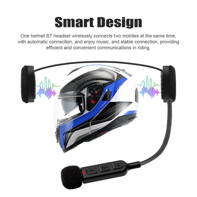 Motorhelm BT Headset Handsfree luidspreker Motorheadset met Song Call Control, zwart