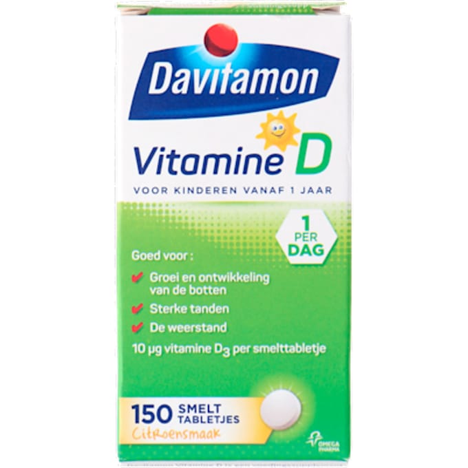 Davitamon Vitamine D Kinderen - Groei en Ontwikkeling - Voedingssupplement - Smelttablet 150 stuks