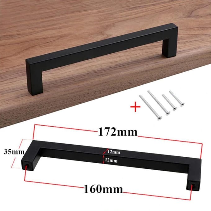 DW4Trading RVS Handgreep met Schroeven - Keuken Meubel Deur - Zwart - 172 mm