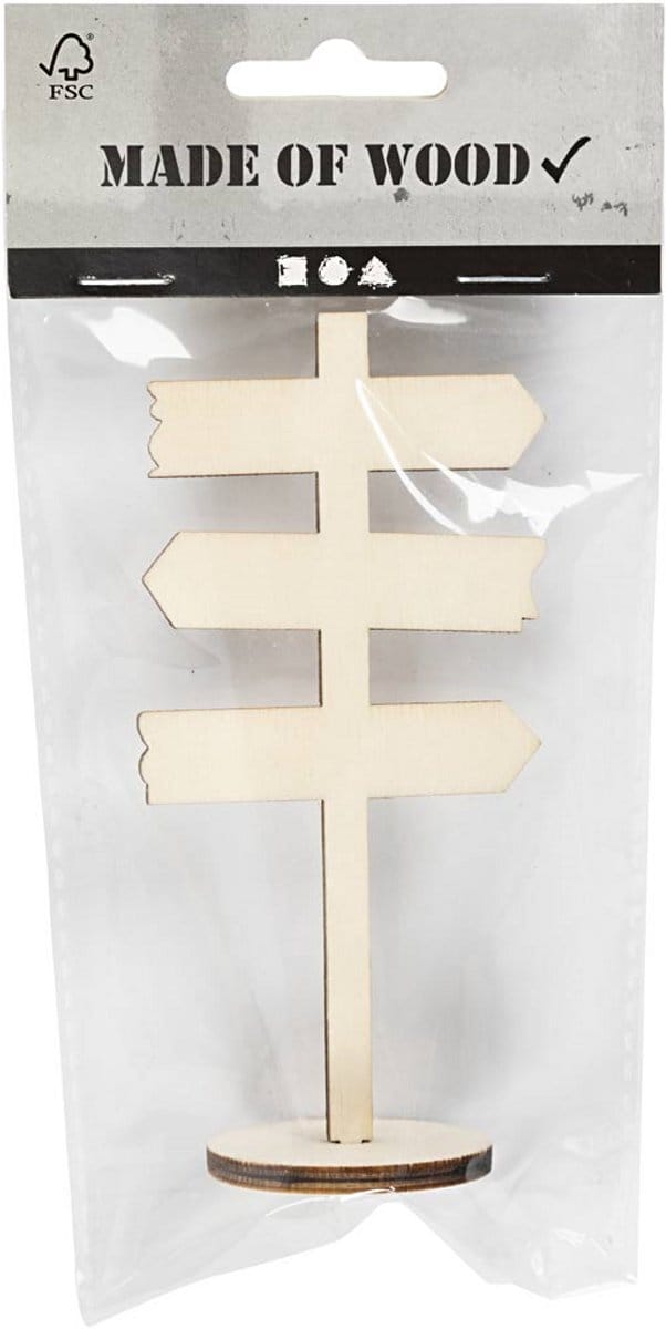 CC Houten Miniatuur Bord op Voet b: 6cm h: 12cm