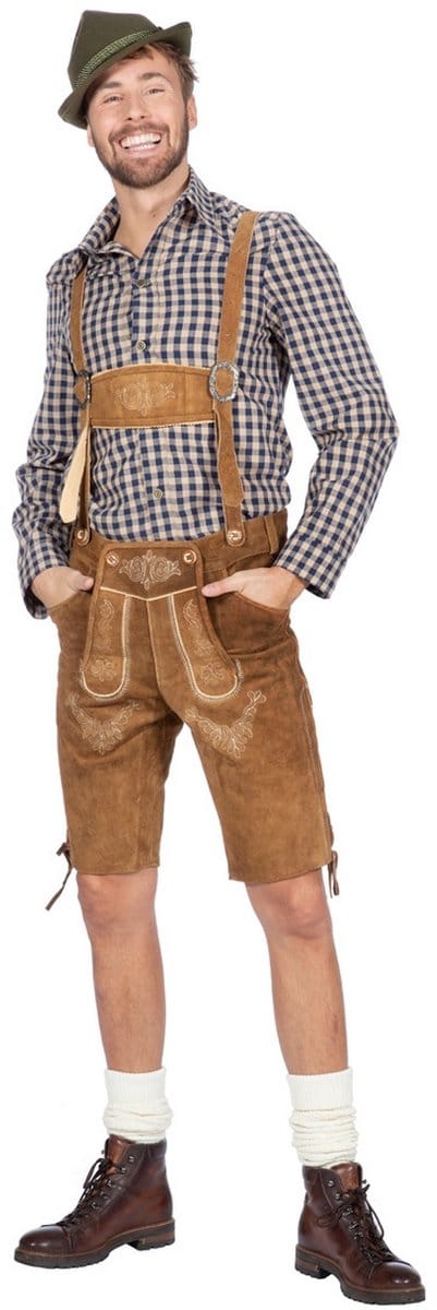 Arnold Aus Tirol Blouse Blauw Wit Geblokt Man