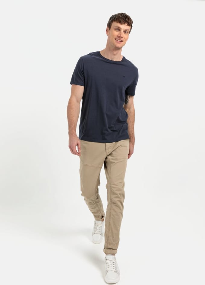 camel active Basic T-shirt van duurzame organic cotton - Maat menswear-M - Donkerblauw