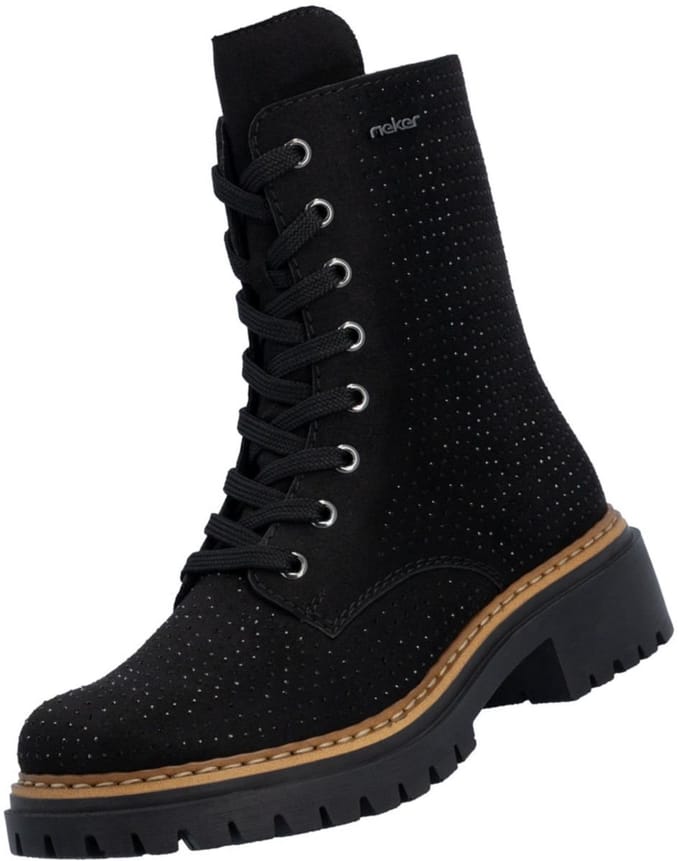 Rieker Dames 72609 00 Biker Boots Textiel Zwart