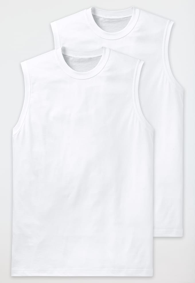 Schiesser Mouwloos shirt set van 2 - Muscle Shirts - wit - Essentials - Heren Ondershirt