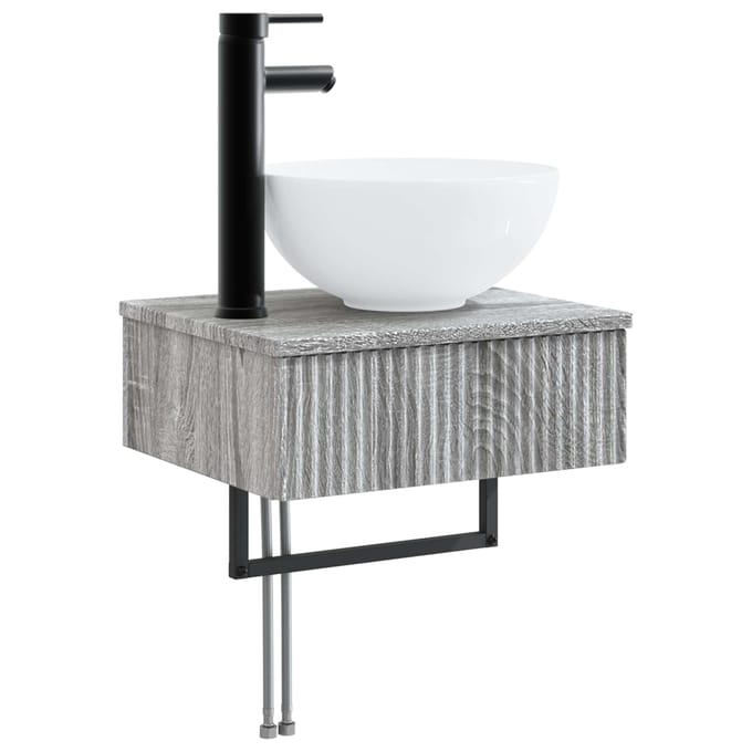 vidaXL - Wandgemonteerde - wastafel - Grijs - Sonoma - 40 - x - 35 - x - 39 - cm