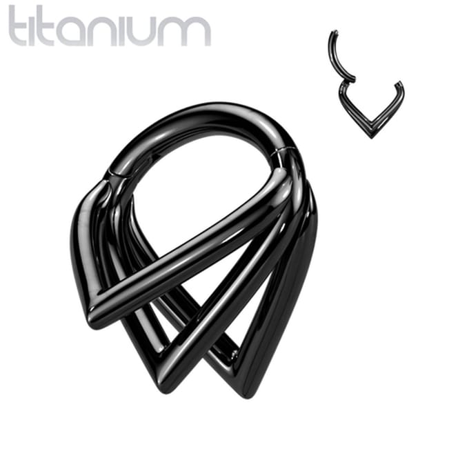 Piercing titanium triple chevron Hoops 1.2x8 - zwart - LMPiercings