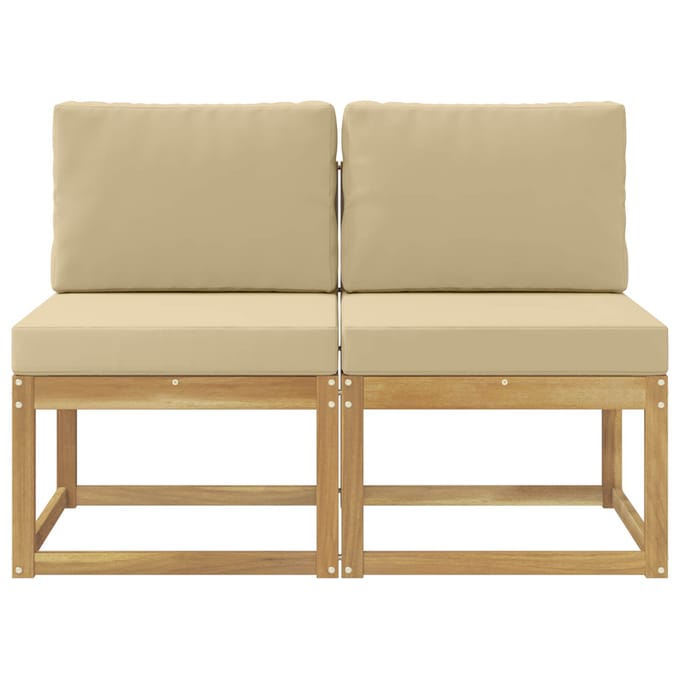 vidaXL - 2 - Stuk - Buiten - Midden - Sofa - Massief - Acacia - Hout - Wit