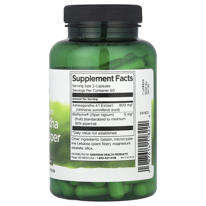 Hoge Absorptie Ashwagandha & Zwarte Peper, 120 Capsules