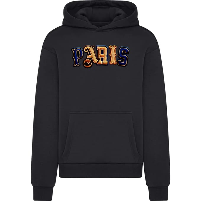 Mister Tee - Paris Wording Patch Style Fluffy Hoodie/trui - M - Zwart