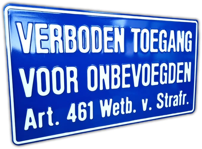 Verboden Toegang Art. 461 - Aluminium Geperst - Bord 50x27 cm