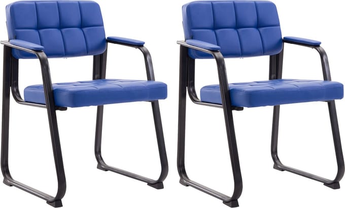 CLP Canada B Set van 2 eetkamerstoelen - met armleuning - Zwart Frame - Kunstleer - blauw